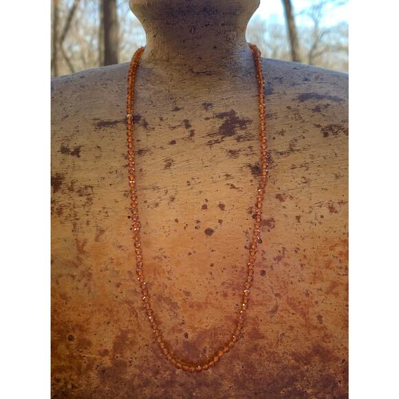 Hessonite Garnet and Sterling Silver Dainty Beaded Necklace, Made in India - Picture 1 of 5